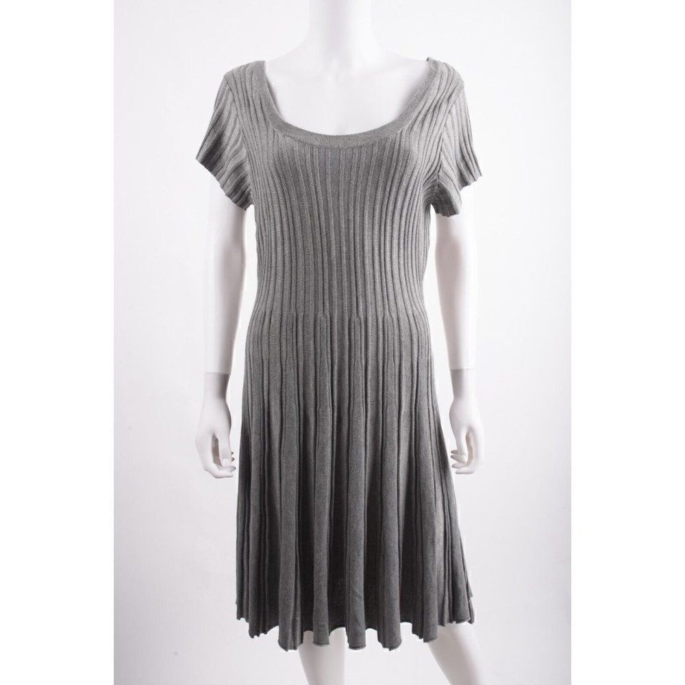 Torrid Womens Grey Sweater Knit Fluted Skater Dress Sz 0 US 12 L Large Gray NWT